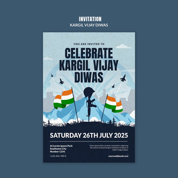 Kostenlose PSD kargil vijay diwas invitation