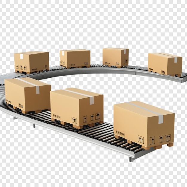 Kartonkisten, die sich reibungslos auf einem gekrümmten Förderband bewegen, effizientes Logistiksystem