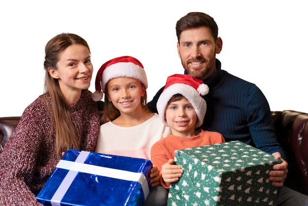 Kinder öffnen geschenke zu weihnachten