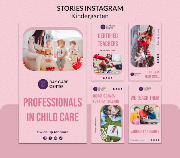 Kostenlose PSD kindergarten instagram geschichten web-vorlage