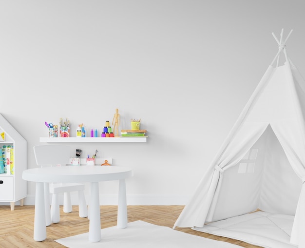 Kostenlose PSD kinderzimmer mit weißem tipi