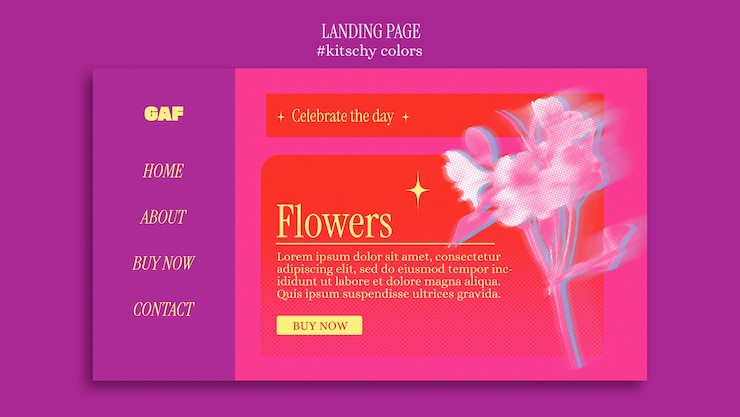 Kostenlose PSD kitschige farben blumen landing-seiten-vorlage