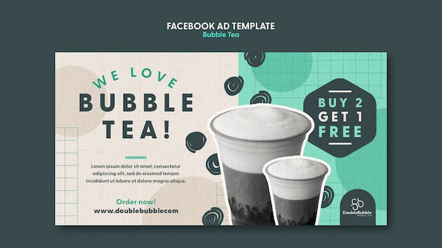 Köstliche bubble tea facebook-vorlage