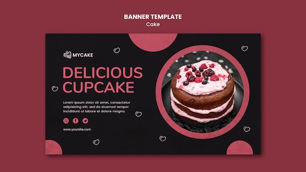 Kostenlose PSD köstliche cupcake-banner-vorlage