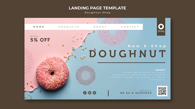 Kostenlose PSD köstliche donut-shop-landingpage