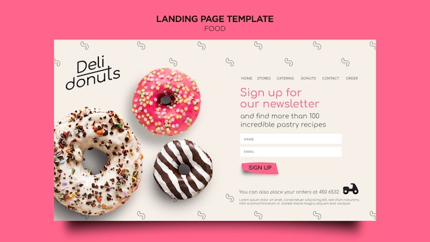 Köstliche donuts landingpage vorlage