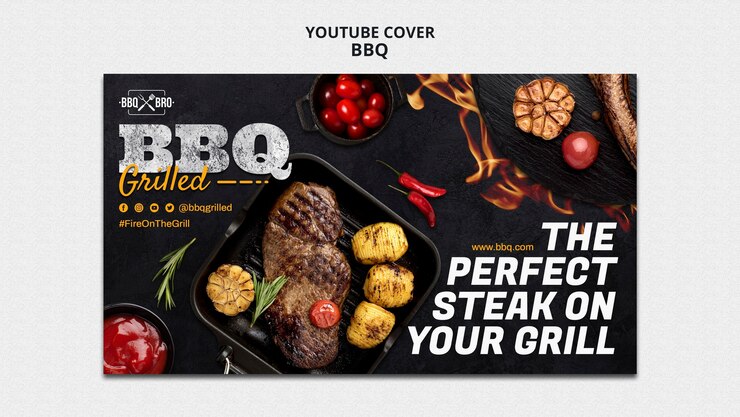 Kostenlose PSD köstliche grill-youtube-cover-vorlage
