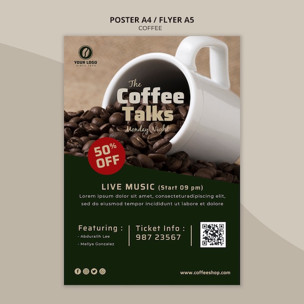 Kostenlose PSD köstliche kaffee-flyer-vorlage