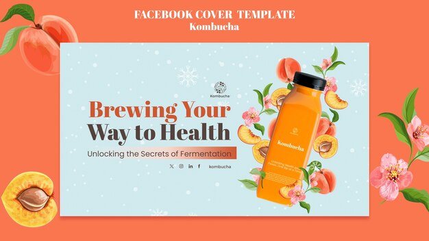 Köstliche Kombucha-Facebook-Cover-Vorlage