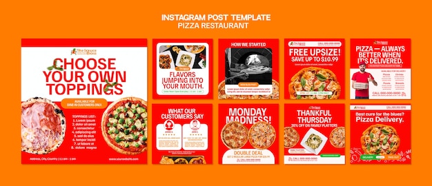 Kostenlose PSD köstliche pizza-restaurant-instagram-posts