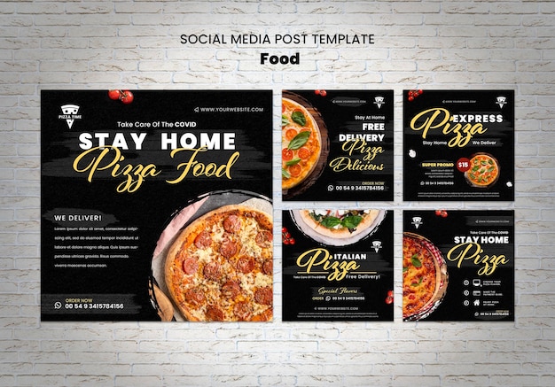 Kostenlose PSD köstliche pizza social media post vorlage