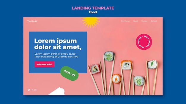 Köstliche sushi-landingpage-vorlage