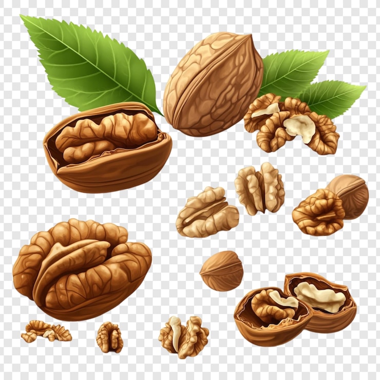 Kostenlose PSD köstliche walnüsse eine sammlung frischer reifer walnüsse, die perfekt zum snack oder zum kochen sind