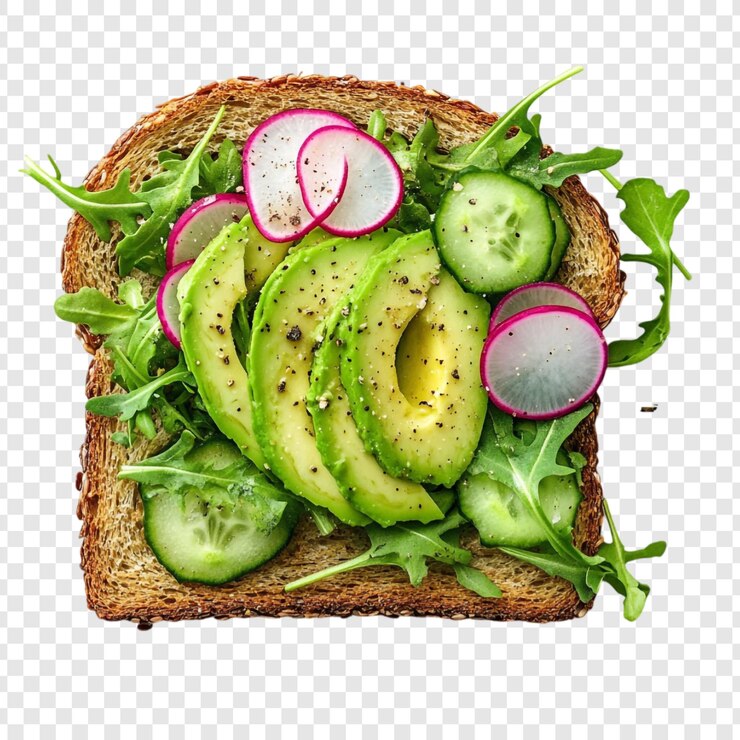 Kostenlose PSD köstlicher avocado-toast mit rettichen und gurken
