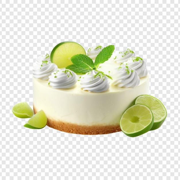 Köstlicher key-lime-cream-kuchen, isoliert auf durchsichtigem hintergrund