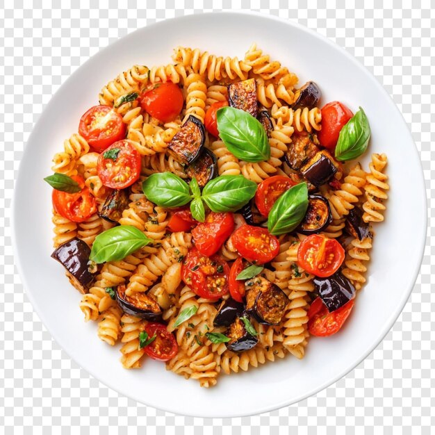 Köstlicher Nudelsalat mit Auberginen und Tomaten