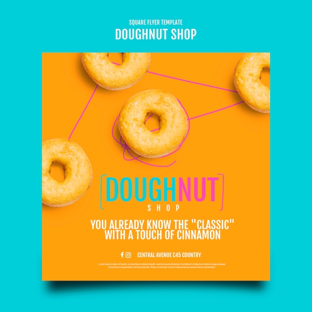 Köstlicher quadratischer flyer des donut-shops