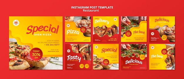 Köstliches essen pizzeria instagram posts vorlage