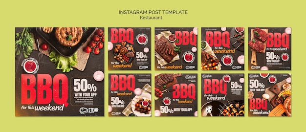 Köstliches Essen Restaurant Instagram-Posts