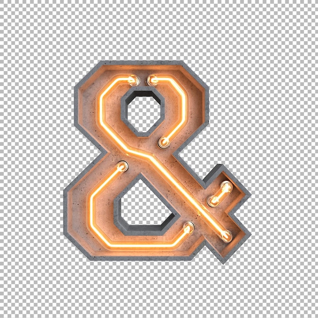 Kostenlose PSD konkretes neonlicht-alphabet auf transparentem hintergrund