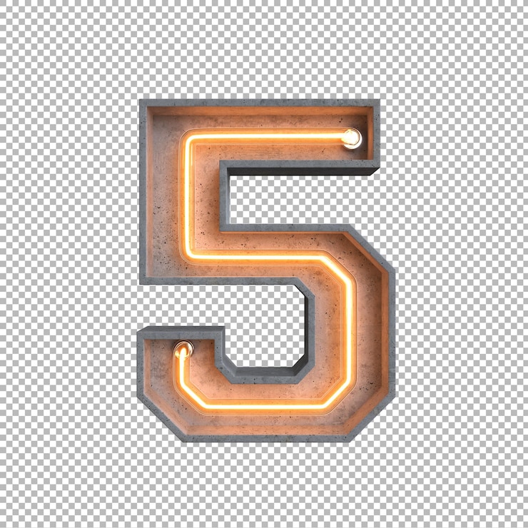 Kostenlose PSD konkretes neonlicht-alphabet auf transparentem hintergrund