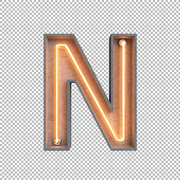 Konkretes neonlicht-alphabet auf transparentem hintergrund