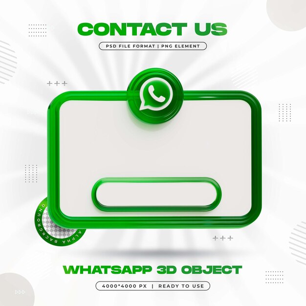 Kontaktieren Sie uns auf Whatsapp Soziale Medien 3D-Rendering isoliert für die Komposition
