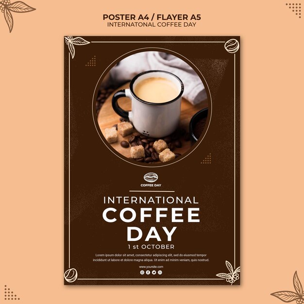 Konzeptvorlage für den internationalen Kaffeetag-Flyer