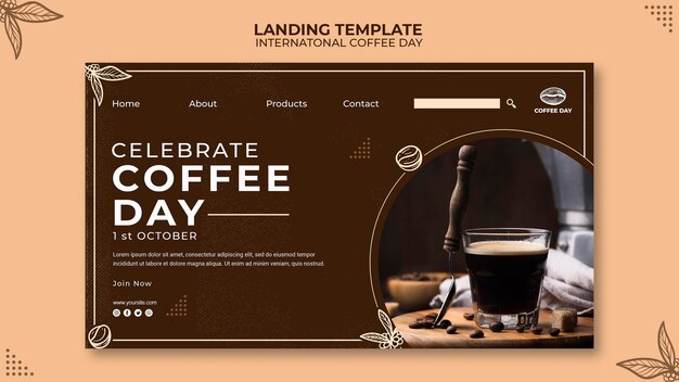 Konzeptvorlage für Landingpage des internationalen Kaffeetages