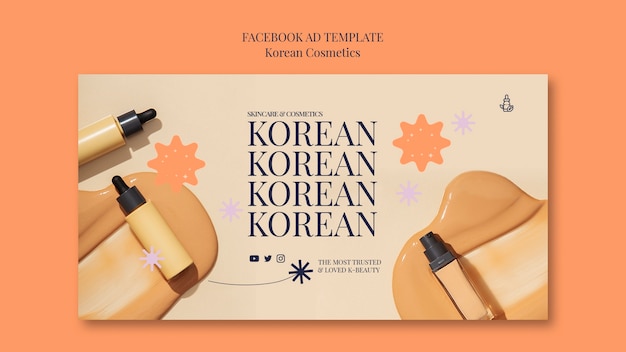 Kostenlose PSD koreanische beauty- und hautpflege-kosmetik-social-media-promo-vorlage