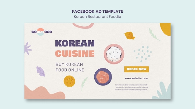 Kostenlose PSD koreanische restaurantvorlage mit flachem design
