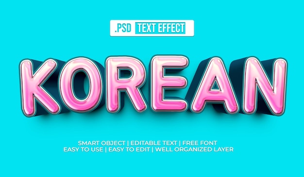 Kostenlose PSD koreanischer textstil-effekt