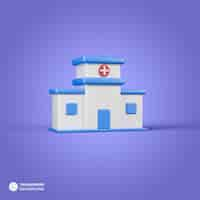 Kostenlose PSD krankenhaus-symbol isolierte 3d-render-illustration