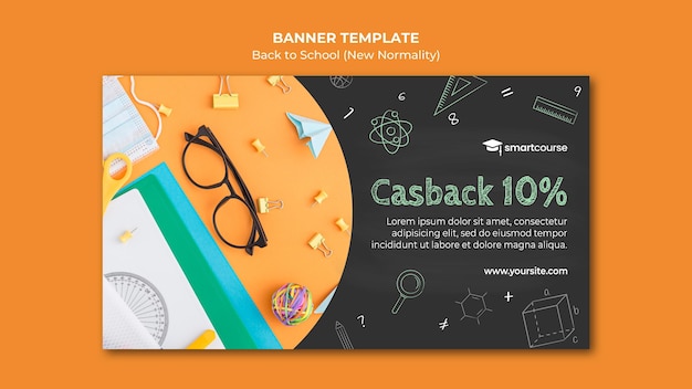 Kostenlose PSD kreative back to school banner vorlage