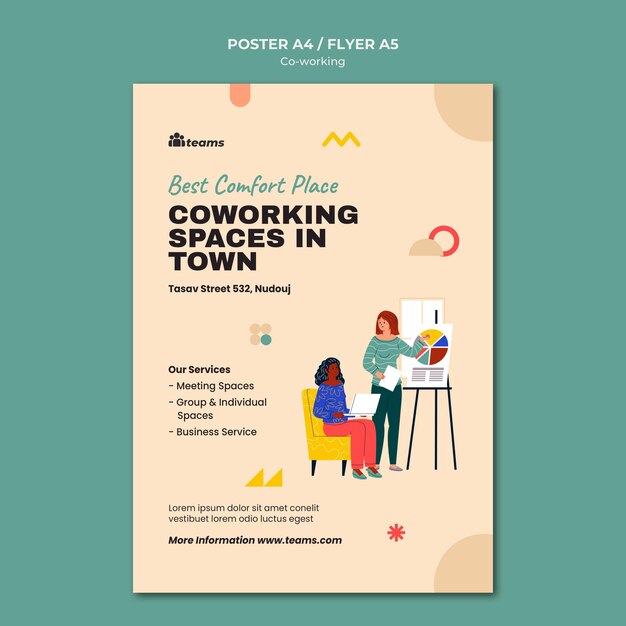 Kreative Coworking-Druckvorlage