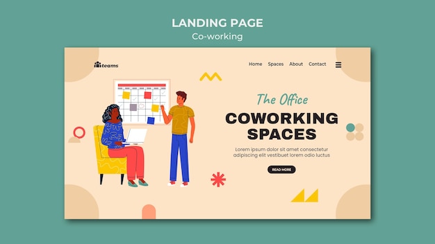 Kostenlose PSD kreative coworking-landingpage-vorlage