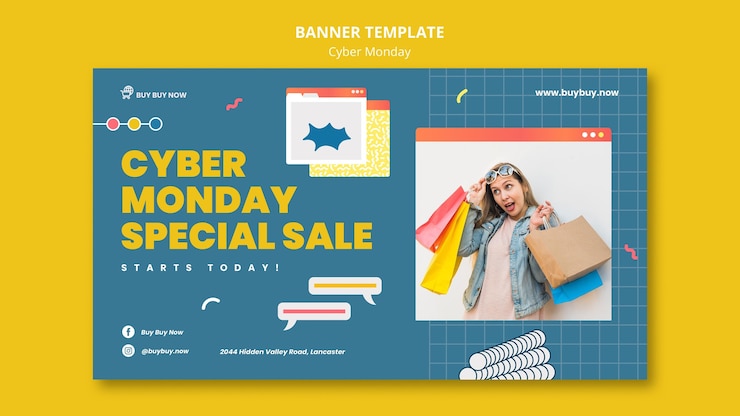 Kostenlose PSD kreative cyber monday-verkaufsbanner-vorlage