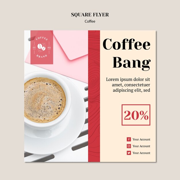 Kreative Kaffeestube Quadrat Flyer Vorlage
