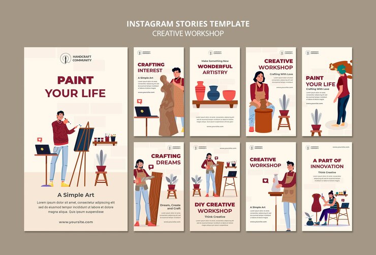 Kostenlose PSD kreative workshop instagram geschichten