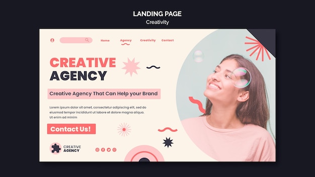 Kostenlose PSD kreativitäts-landingpage