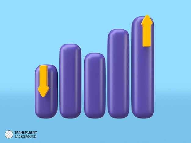 Kreisdiagramm-wachstumsvorrat des finanzdiagrammsymbols isolierte 3d-darstellung