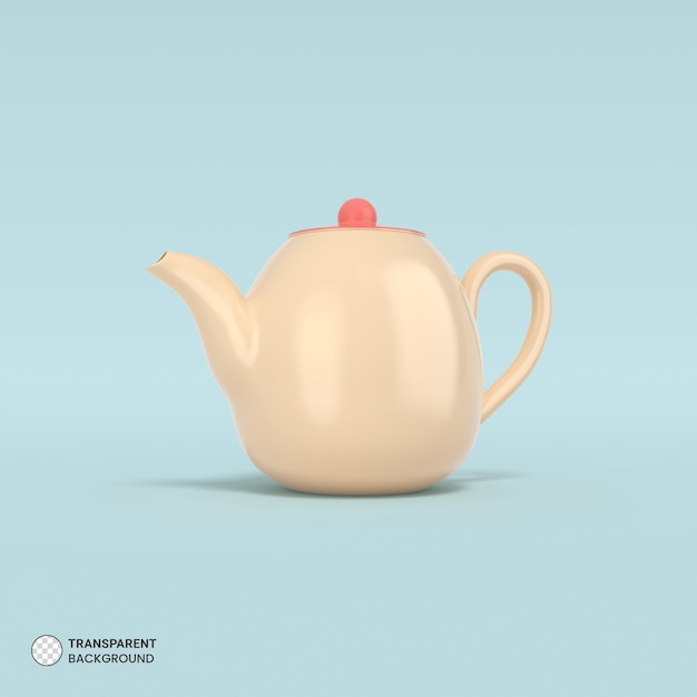 Küche, Teekessel und Tasse Symbol isoliert 3D-Render-Illustration