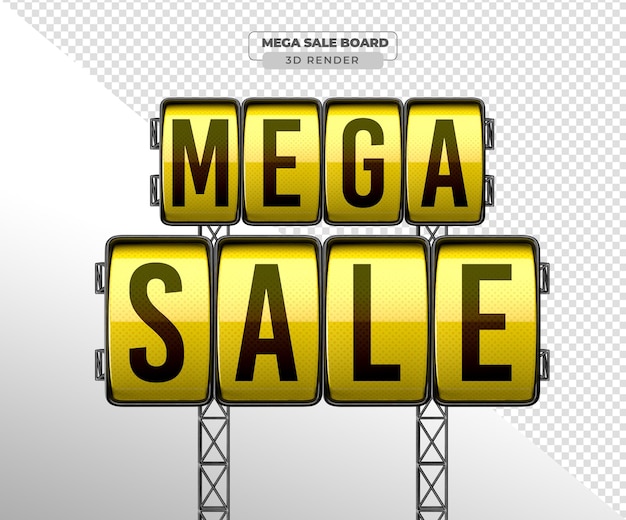 Kostenlose PSD label mega sale in 3d render realistische platte