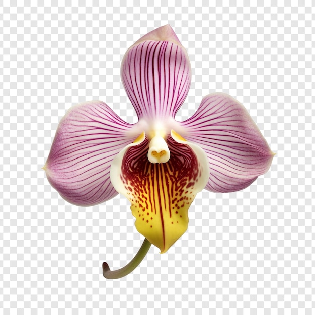 Ladys slipper orchideeblume isoliert auf durchsichtigem hintergrund