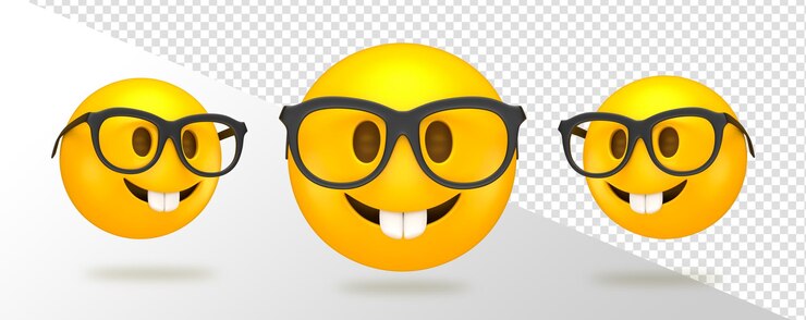 Kostenlose PSD lächelnde emojis mit brille mit durchsichtigem hintergrund