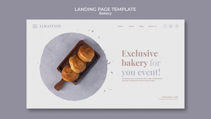 Kostenlose PSD landing page bäckerei anzeigenvorlage