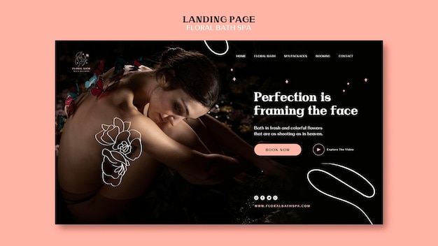 Kostenlose PSD landing page blumen spa vorlage