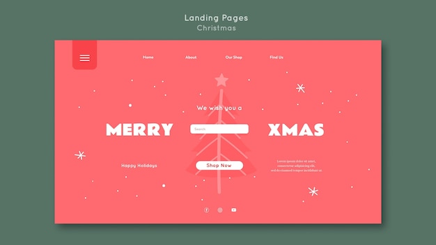 Kostenlose PSD landing page frohe weihnachten vorlage