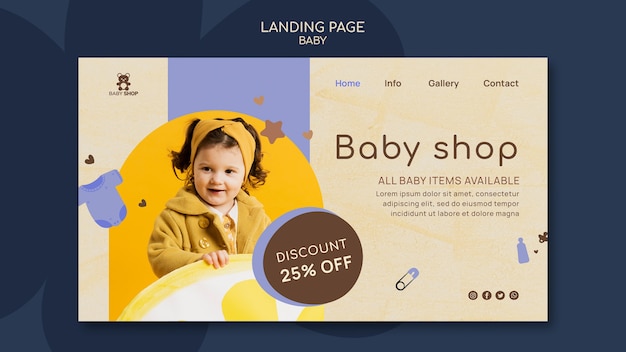 Kostenlose PSD landing page für babygeschäfte im flachen design
