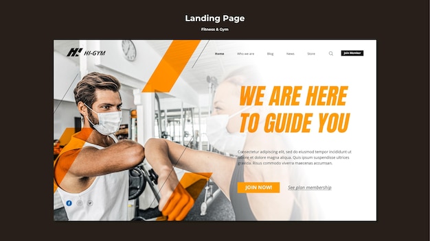 Landing page für das training im fitnessstudio während der pandemie